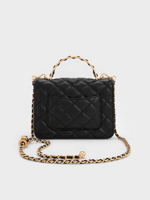 Cressida Quilted Top Handle Bag, Black, hi-res