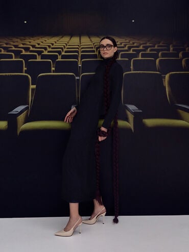 Leather Slingback Stiletto Pumps, Oat, hi-res