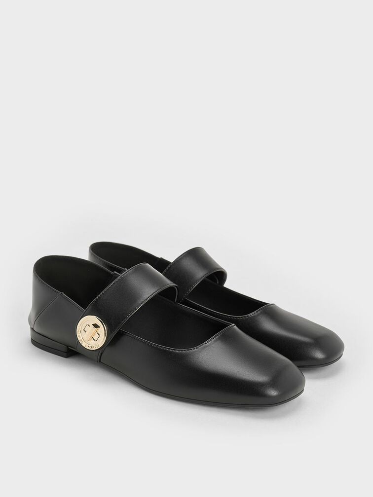 Yara Mary Jane Flats, Black, hi-res