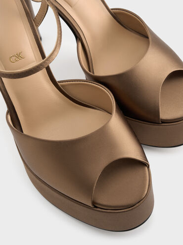 Francesca Peep-Toe Platform Heels, Brown, hi-res