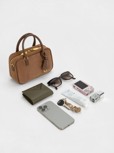 Mini Sianna Corduroy Bowling Bag, Mocha Brown, hi-res