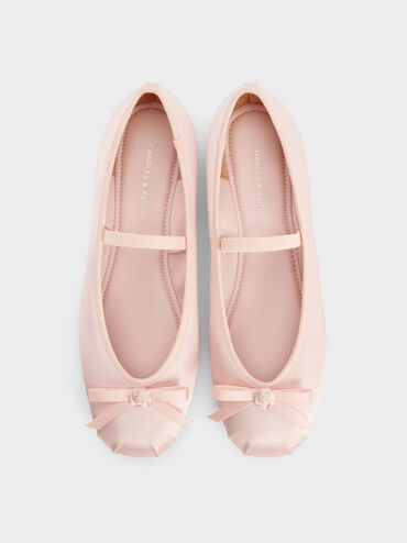 Kelis Rose-Bow Mary Jane Flats, Light Pink, hi-res