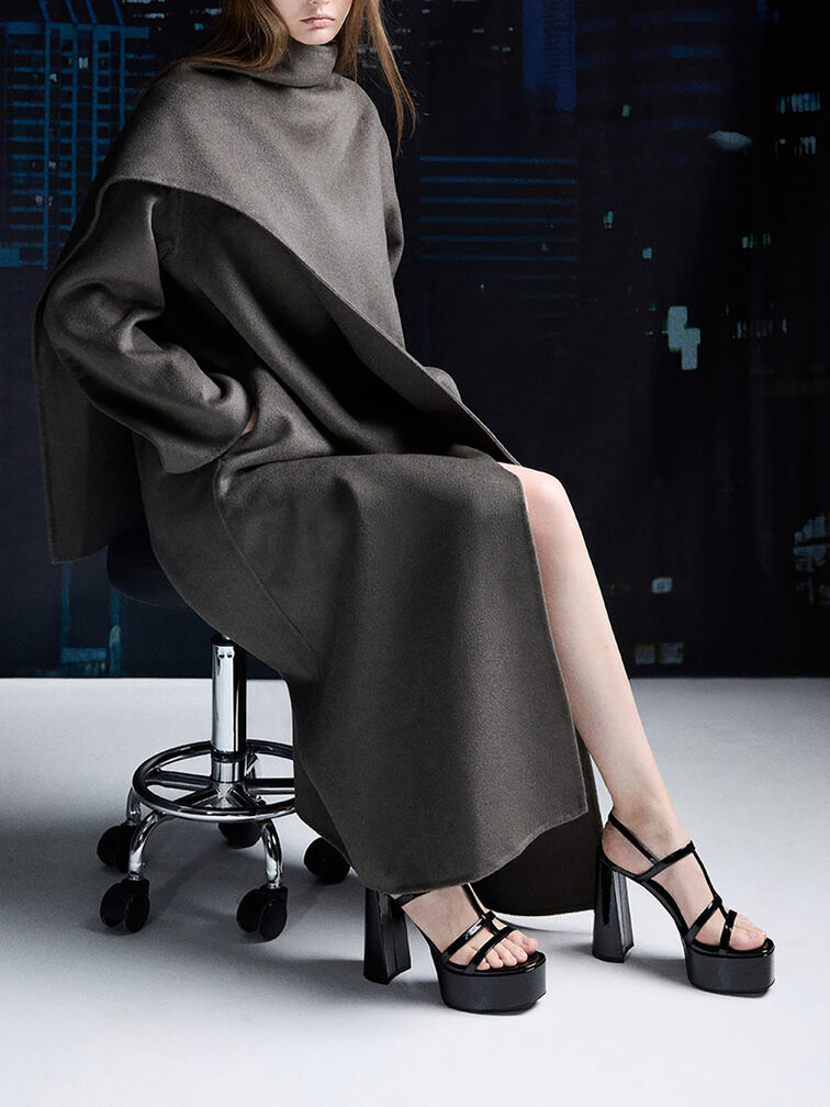 Patent T-Bar Strappy Platform Sandals, Black Patent, hi-res