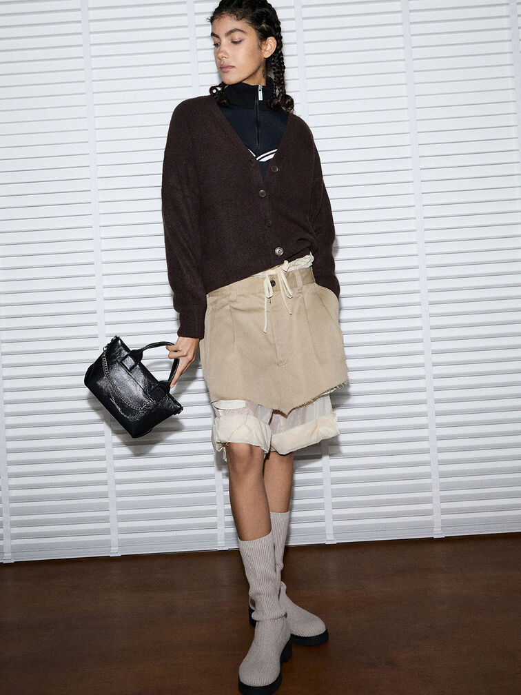 Atwood Crinkle-Effect Chain-Embellished Tote Bag, Noir, hi-res