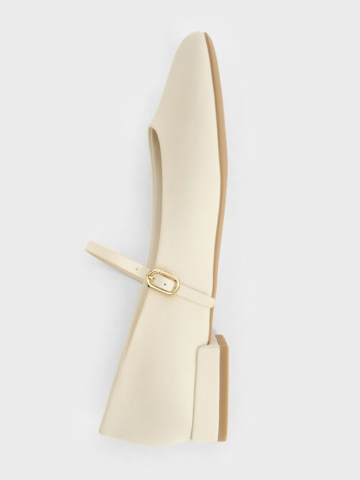 حذاء ماري جين جيرترود  بمقدمة دائرية, أبيض طباشيري, hi-res