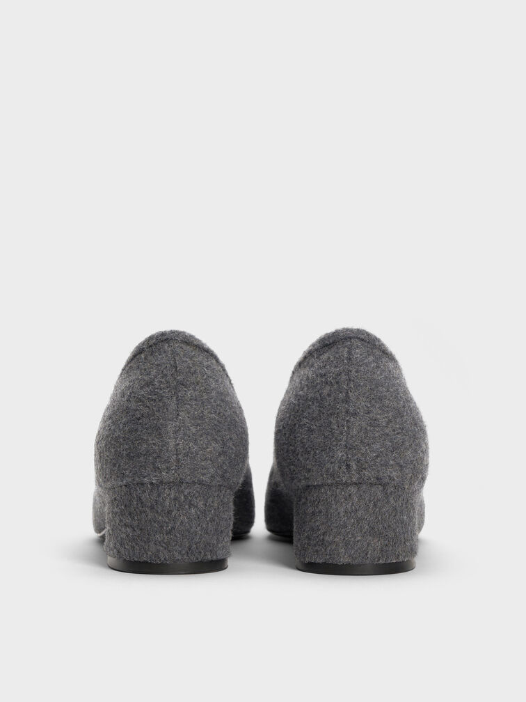 Barbara Felt Pearl-Bow Ballet Pumps, Grey, hi-res