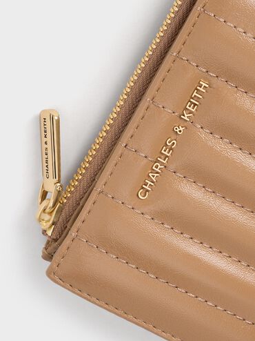 Donna Panelled Top-Zip Wallet, Tan, hi-res