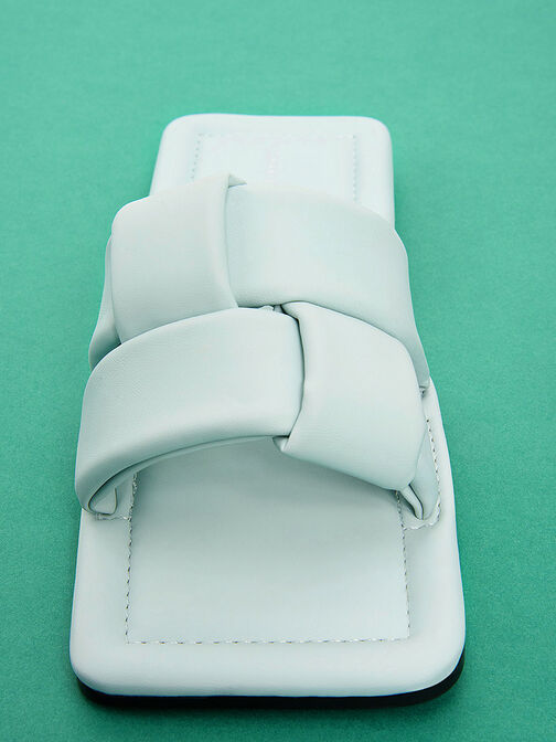 Interwoven Strap Slides, Mint Blue, hi-res