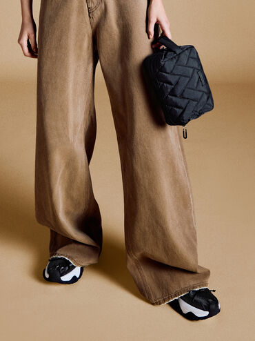 Nylon Chevron Pouch, Jet Black, hi-res