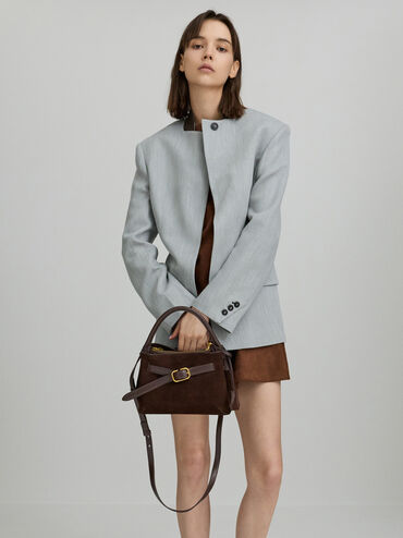 Victoria Belted Top Handle Bag, Espresso Brown, hi-res