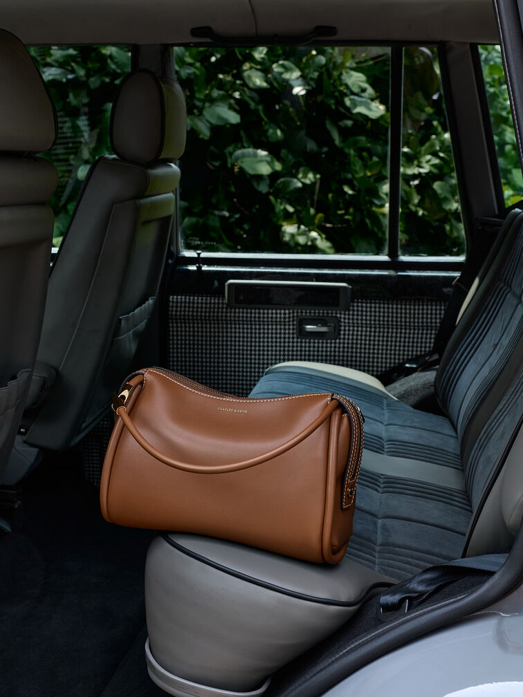 حقيبة كتف ليلا لينة بتصميم أنبوبي, شوكولاتي, hi-res