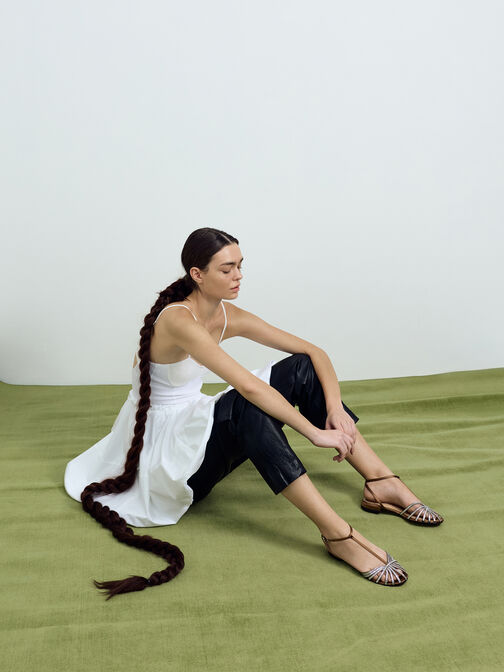 صندل جايلين جيم ذو الأقفاص, بنى, hi-res