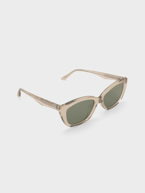 Maeva Recycled Acetate Cat-Eye Sunglasses, Beige, hi-res