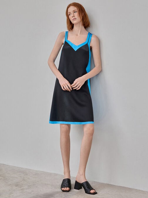 حذاء ميول إيفيت بكعب عالٍ وتصميم منسوج ومقدمة مربعة, أسود, hi-res