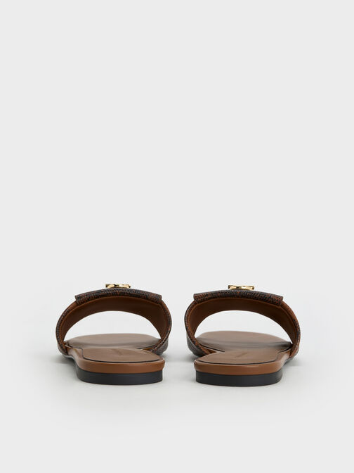 صندل مفتوح سهل الارتداء بلون معدني, بني حيواني, hi-res