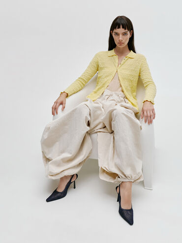 حذاء من الدانتيل والساتان مفتوح من الخلف بكعب (بامبس), أزرق داكن, hi-res