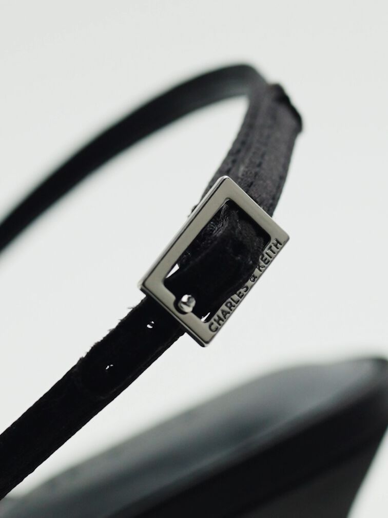 Arona Satin Crystal-Embellished Stiletto-Heel Sandals, Black Textured, hi-res