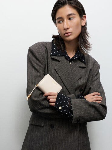 Augustine Sculptural-Detail Small Wallet, Cream, hi-res