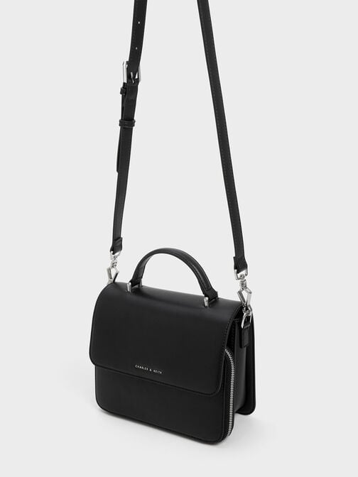Octavia Front Flap Top Handle Bag, Noir, hi-res