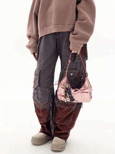 Beaded Cord Knot Charm, Noir, hi-res