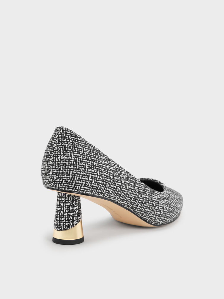 حذاء بامبس كامي  من قماش التويد بكعب منحوت بلمسة معدنية, متعدد الألوان, hi-res