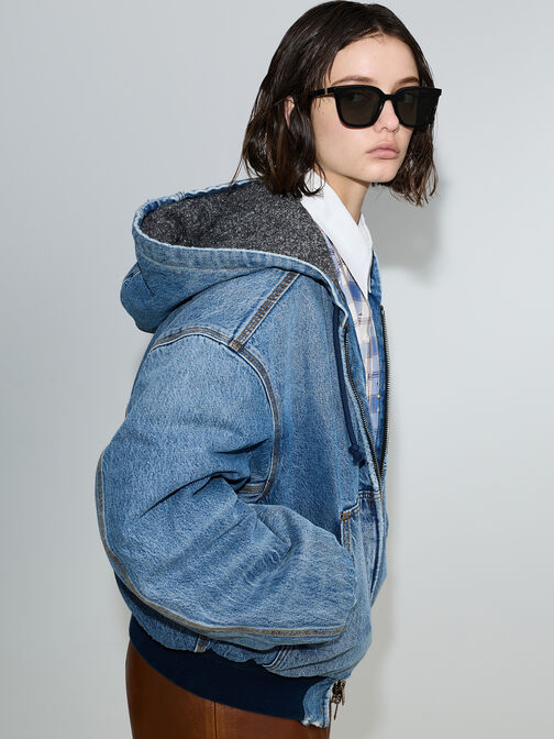 Maude Recycled Acetate Square Sunglasses, Black, hi-res