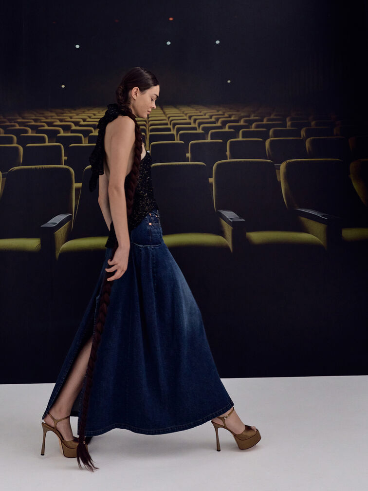 Francesca Peep-Toe Platform Heels, Brown, hi-res