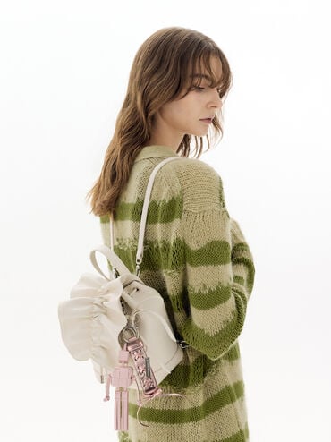 تعليقة شنطة إيفيت روبوت بنقشة منسوجة, زهري فاتح, hi-res