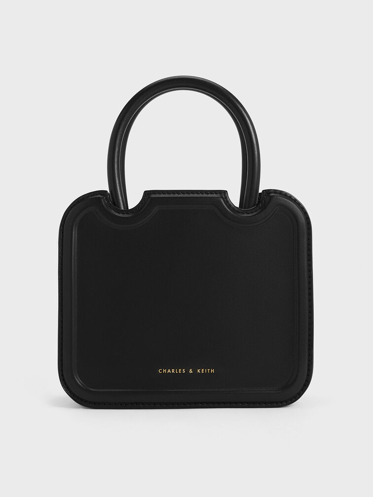 Perline Sculptural Top Handle Bag, Black, hi-res