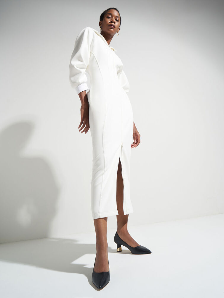 حذاء بامبس كامي وكعب منحوت بلمسة معدنية, أسود, hi-res