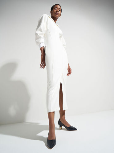 حذاء بامبس كامي وكعب منحوت بلمسة معدنية, أسود, hi-res