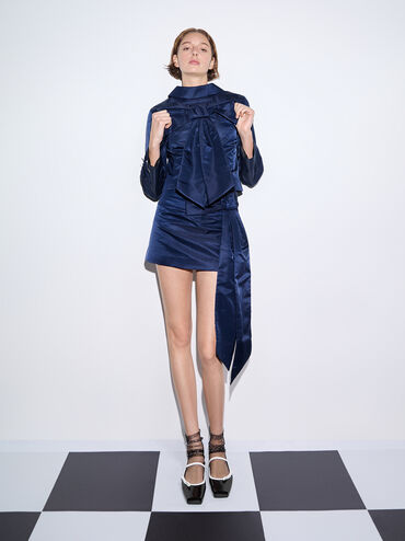 Two-Tone Bow Slingback Mary Jane Flats, Black Boxed, hi-res