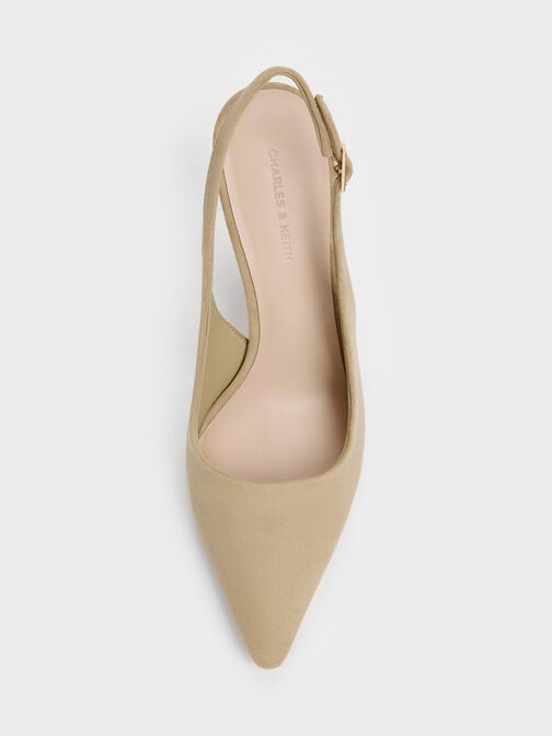 Kerra Faux Suede Pointed Slingback Pumps, Beige, hi-res