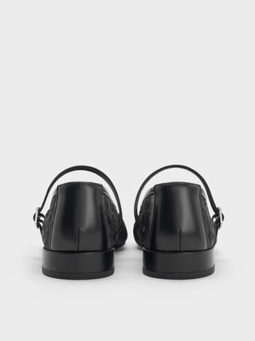 Gertrude Mesh Embroidered Floral Mary Janes, Black2, hi-res