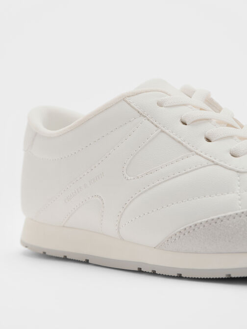 حذاء رياضي للبنات برقبة منخفضة مصنوع من الجلد السويدي الصناعي, أبيض, hi-res