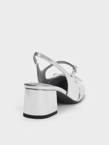 Metallic Crystal-Pearl Mary Jane Slingback Pumps, Silver, hi-res