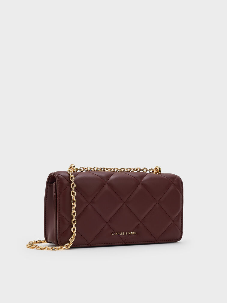 محفظة طويلة بافوتو مبطّنة بمقبض معدني أنيق, شوكولاتي داكن, hi-res