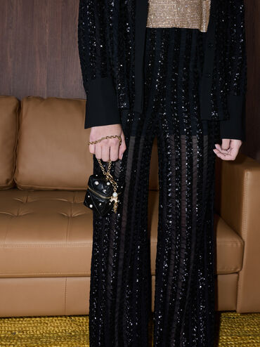 Janie Quilted Pearl Micro Bag, Black, hi-res