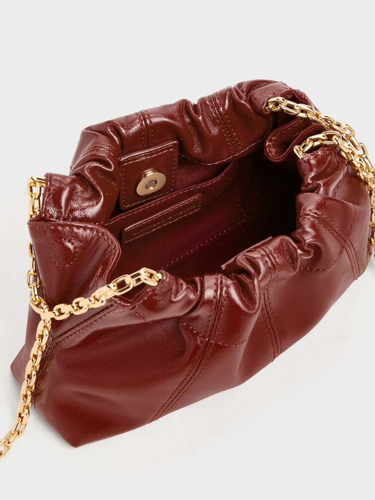Ciara Ruched Crossbody Bag, Burgundy, hi-res