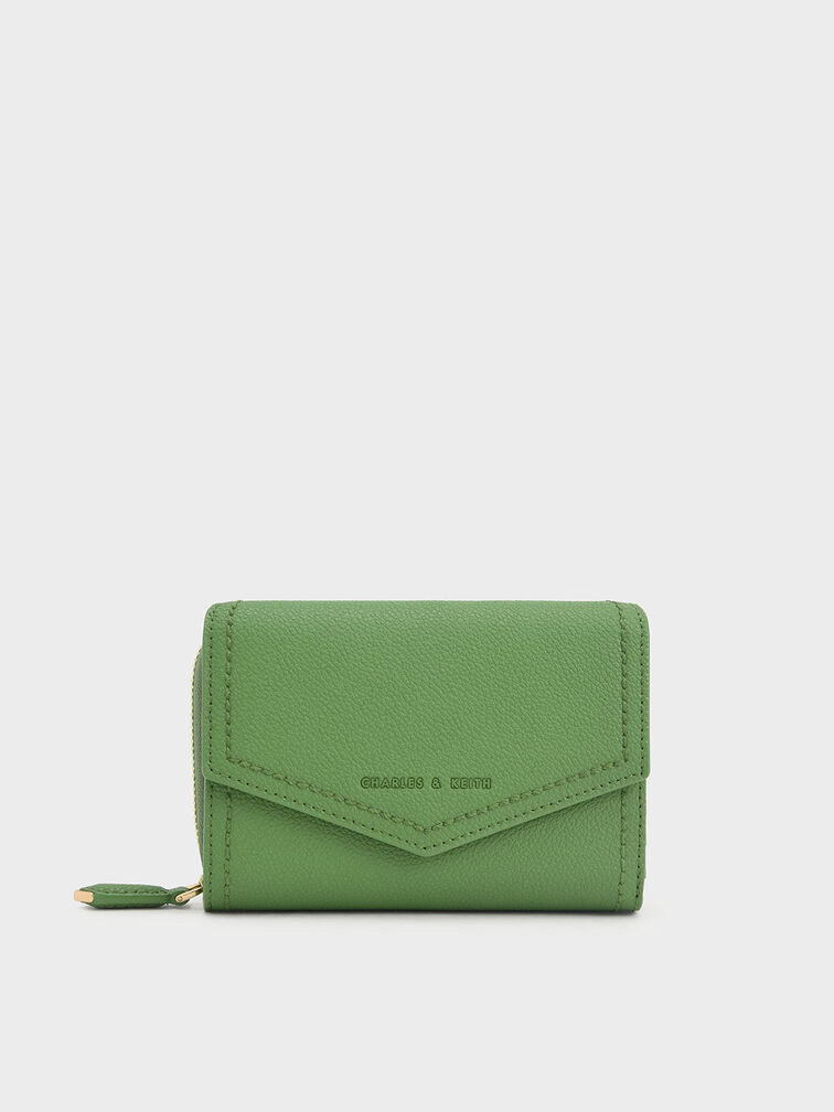 Stitch Trim Envelope Wallet, Green, hi-res
