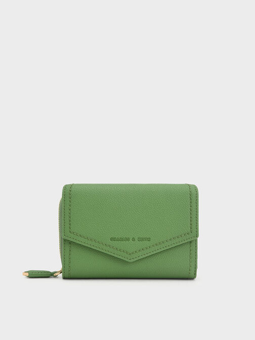 Stitch Trim Envelope Wallet, Green, hi-res