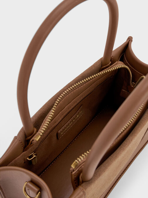 Mini Daylla Recycled Suede Tote Bag, Mocha Brown, hi-res