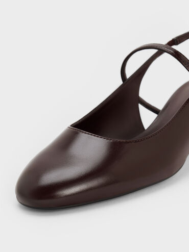 Block-Heel Slingback Mary Jane Pumps, Burgundy, hi-res