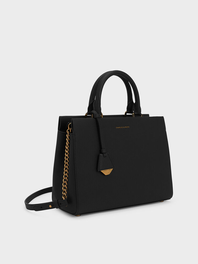 Mirabelle Structured Top Handle bag, Black, hi-res