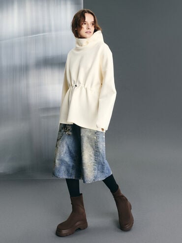 Leoi Faux Suede Chunky Ankle Boots, Dark Brown Textured, hi-res