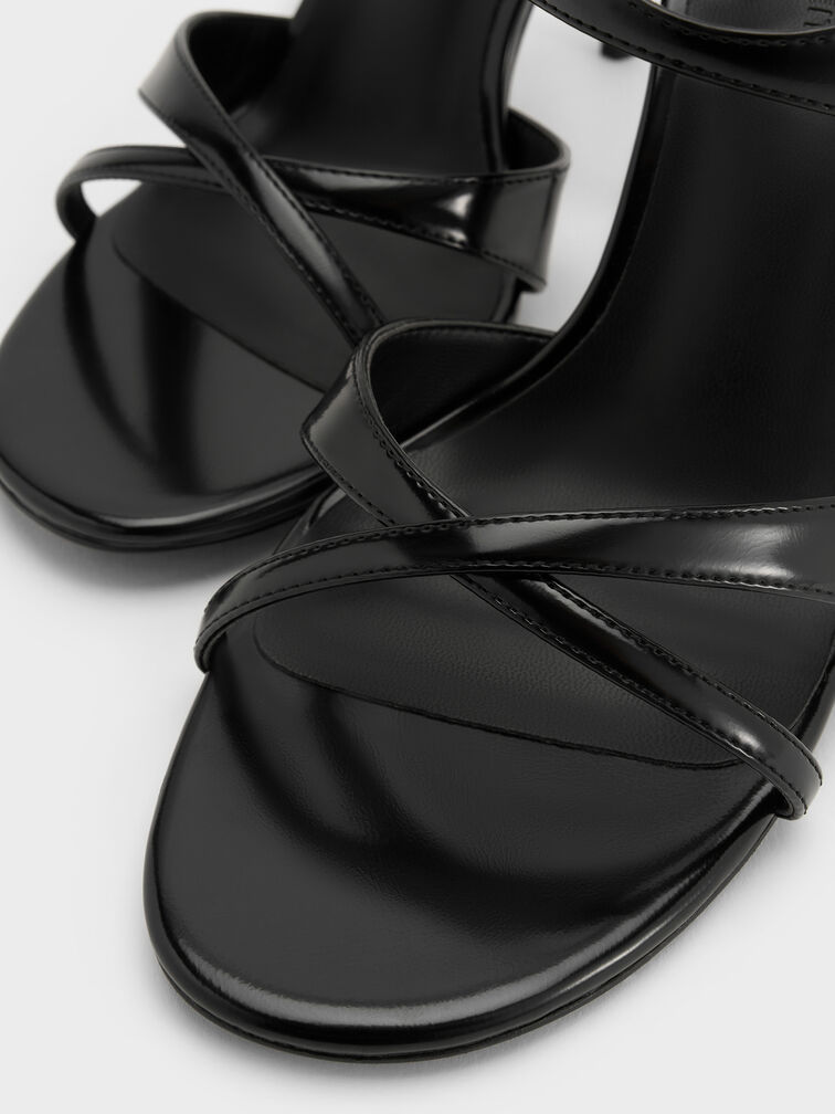 Crossover Stiletto Sandals, Black Boxed, hi-res