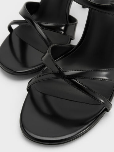 Crossover Stiletto Sandals, Black Boxed, hi-res