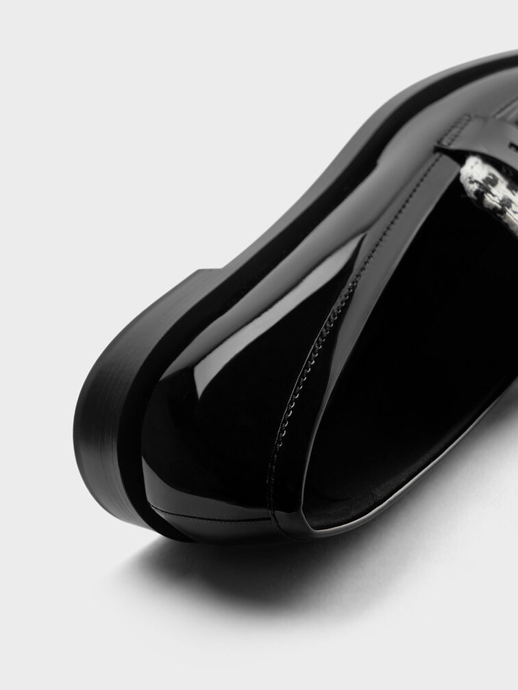 حذاء جريتل تويد بيني لوفرز, أسود براق, hi-res