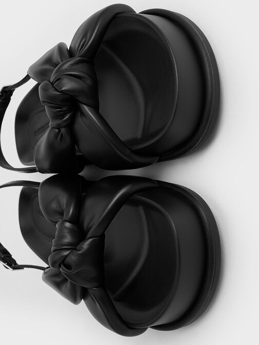 Rosetta Knotted Puffy Sandals, Black, hi-res
