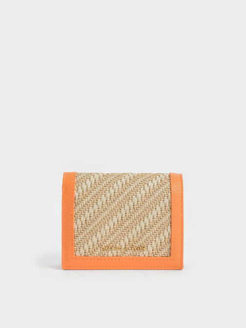Cassia Snap Button Mini Short Wallet, Orange, hi-res